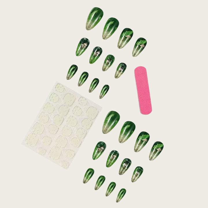 Elegant artificial nails with botanical design Stornfield