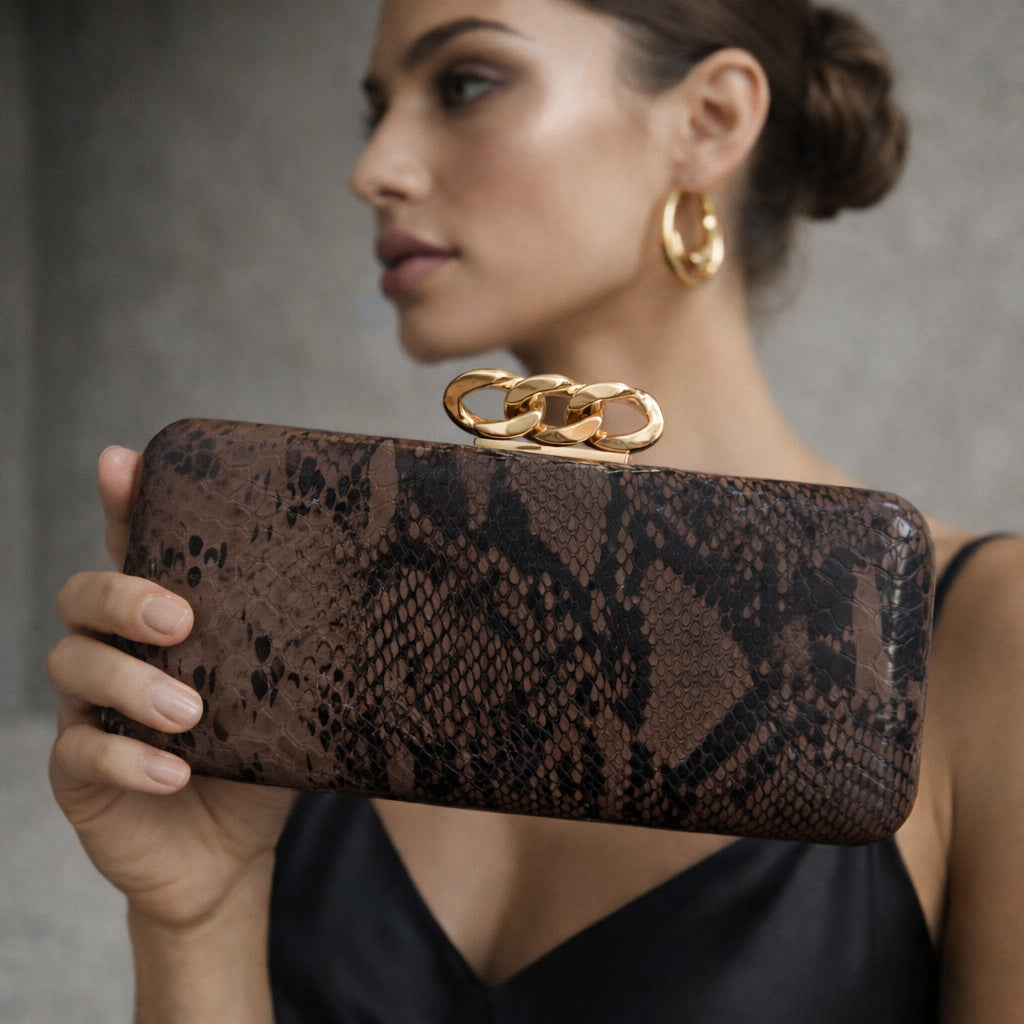Textured Snakeskin Clutch