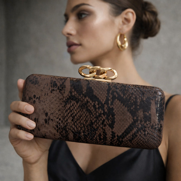 Textured Snakeskin Clutch