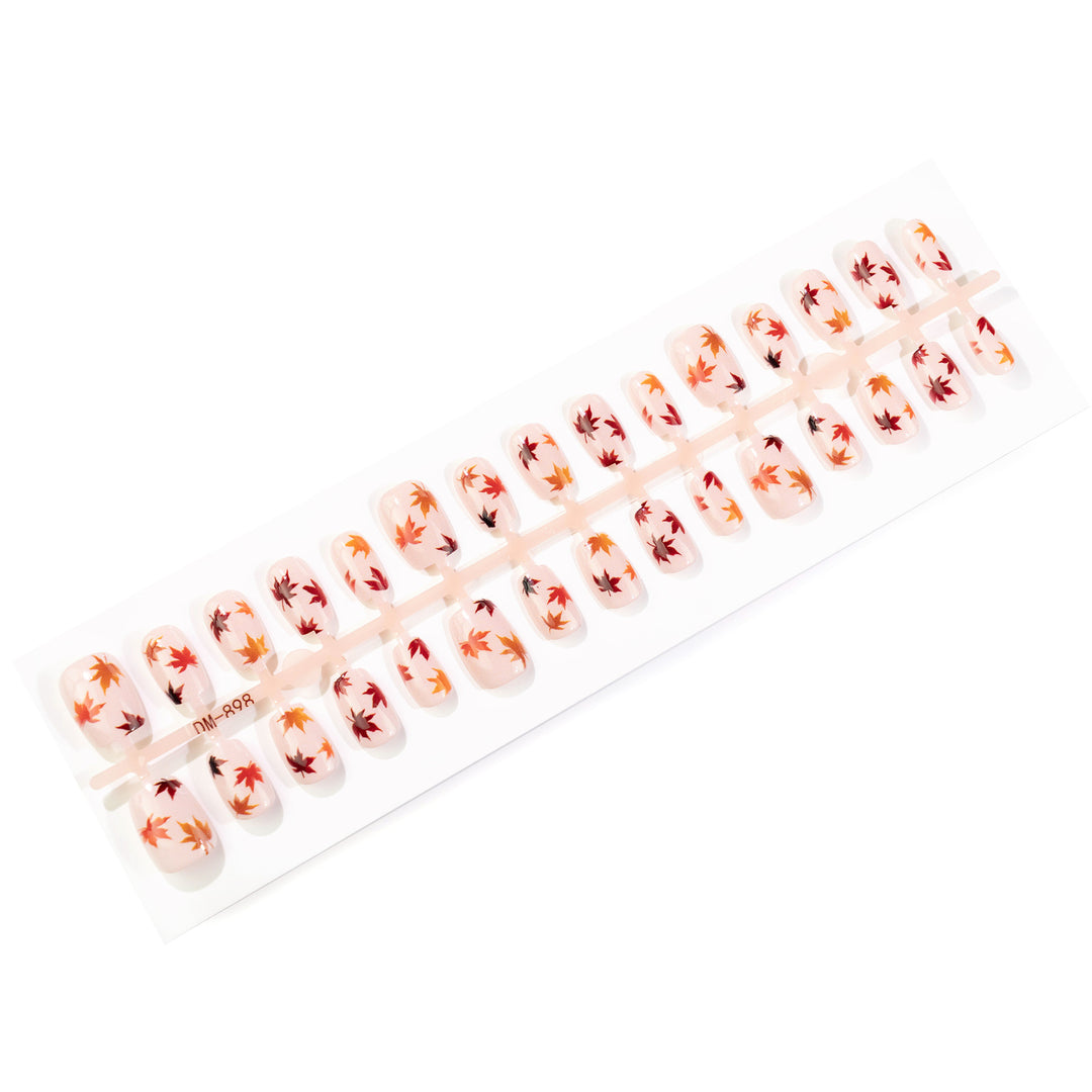 Autumn-Inspired Leaf Pattern Press-On Nail Art Stornfield