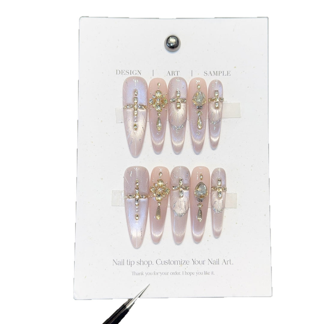 Artificial nails with elegant rhinestone and glitter details Stornfield