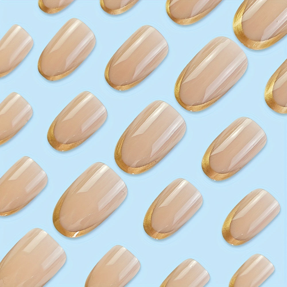 Artificial nails with elegant gold French tip Stornfield