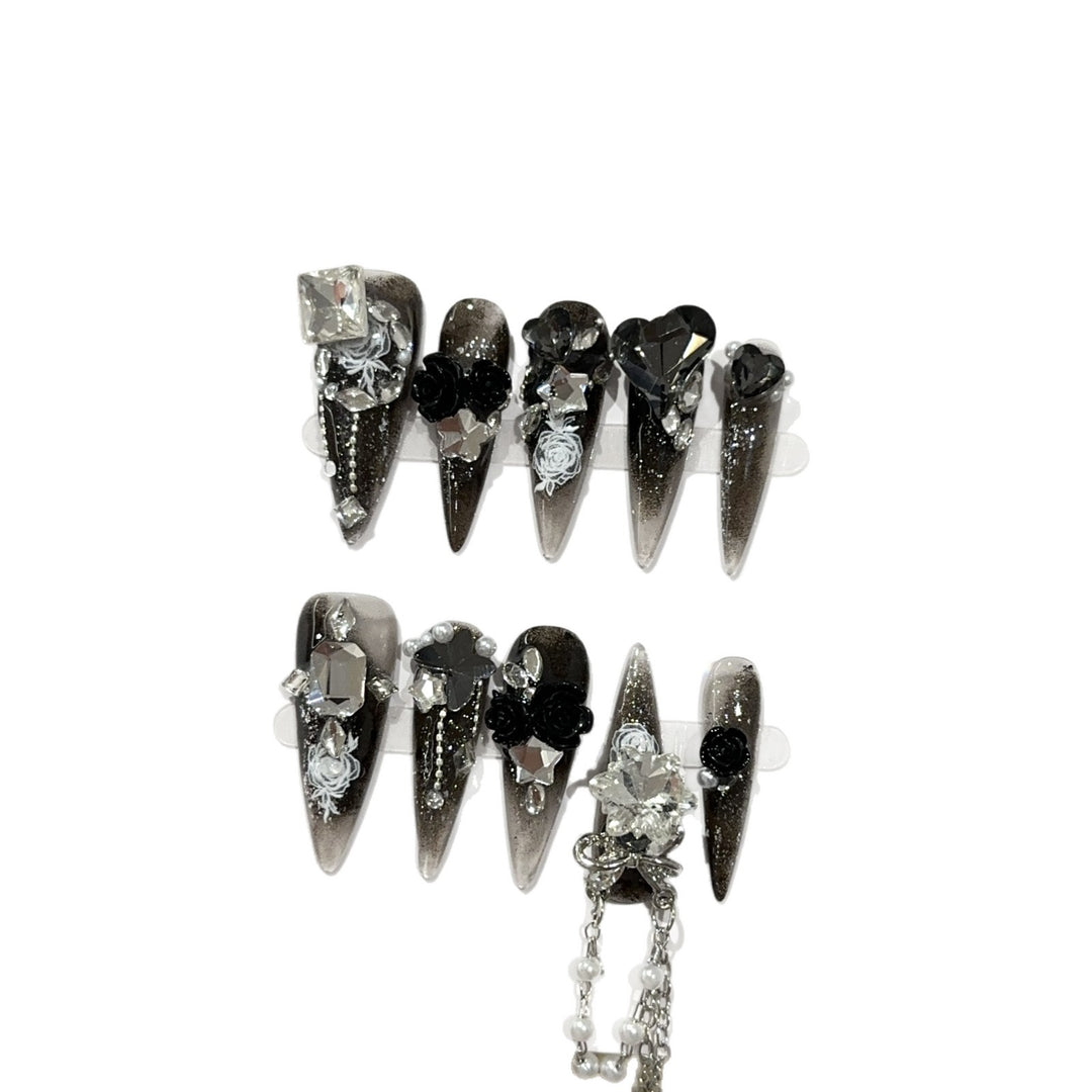 Gothic-Inspired Decorative Press-On Nail Set