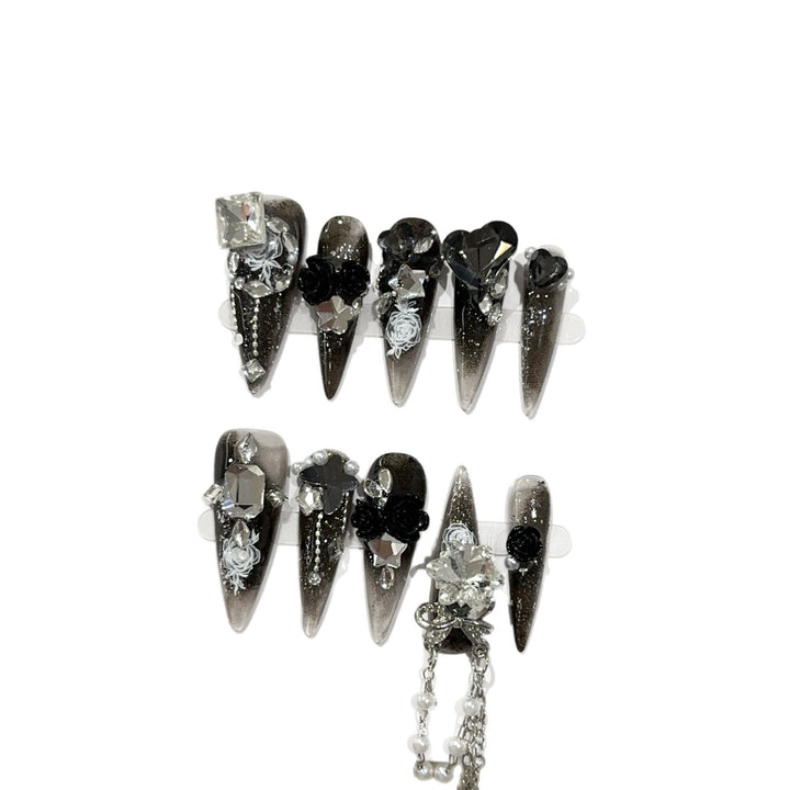 Gothic-Inspired Decorative Press-On Nail Set
