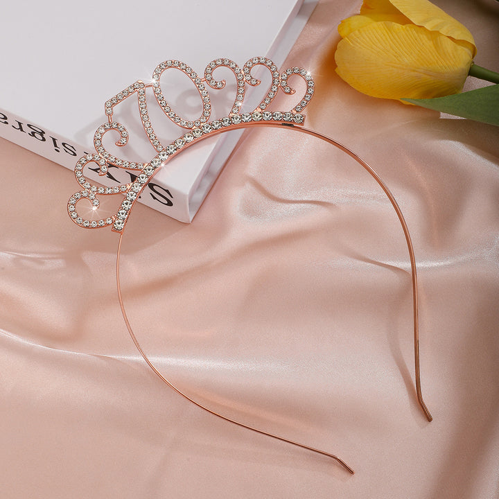 Ladies Crystal Tiara with Custom Designed Number Motif Stornfield