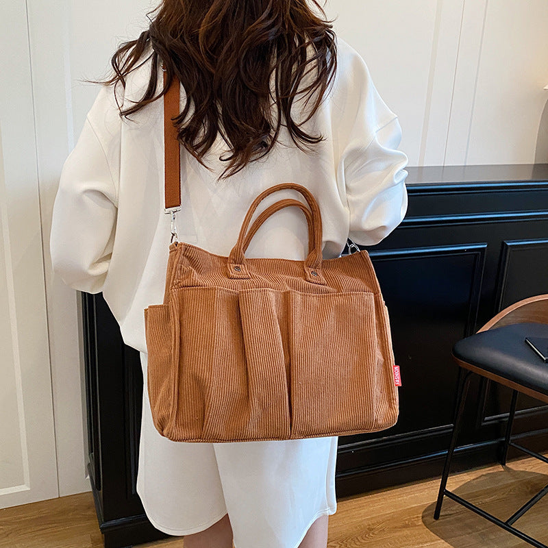 Corduroy Multi-Pocket Tote Bag Stornfield