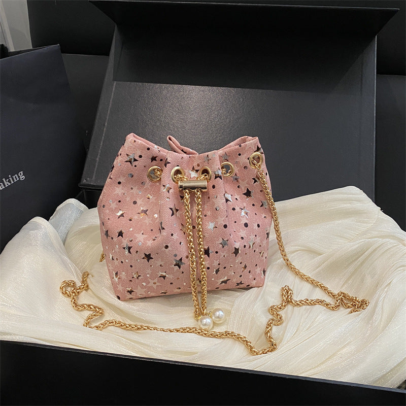 Star-Print Drawstring Handbag