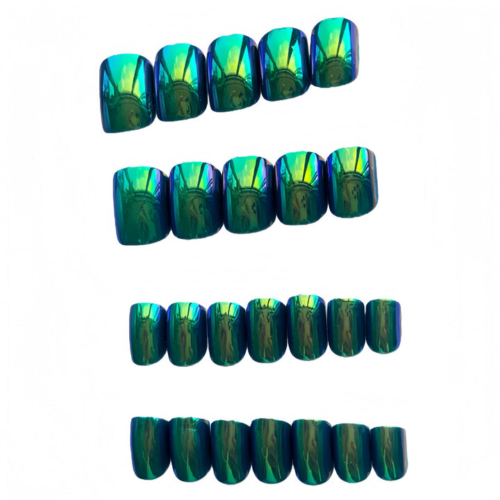 Iridescent Marble Effect Press-On Nails Stornfield