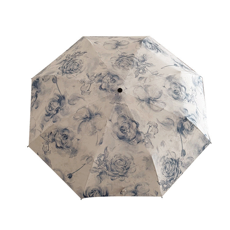 Ladies Foldable Umbrella with Floral Patterns and Carry Bag Stornfield