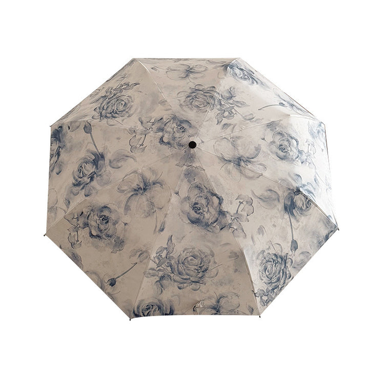 Ladies Foldable Umbrella with Floral Patterns and Carry Bag Stornfield