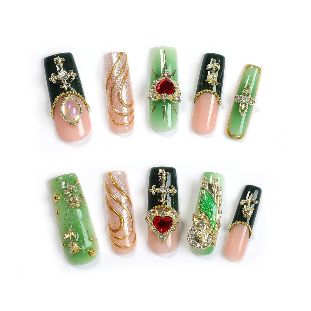 Artificial nail set with luxurious 3D embellishments Stornfield