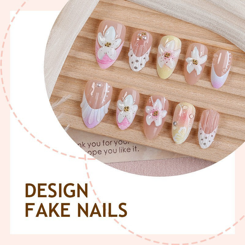 Nail art set with elegant floral design and glitter accents Stornfield