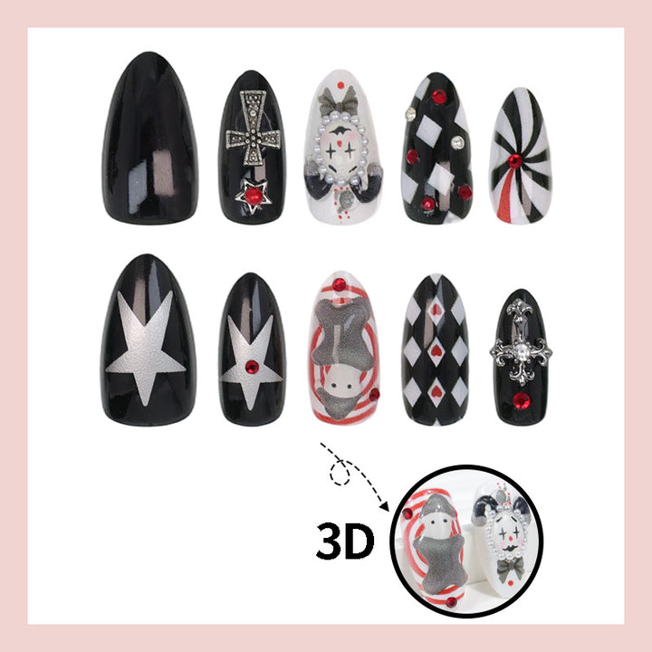Nail art set with creative Halloween motifs and elegant accents Stornfield
