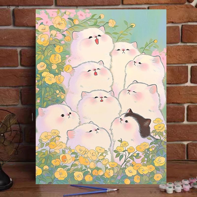 Whimsical Cat-Themed Paint by Numbers Art Kit Stornfield