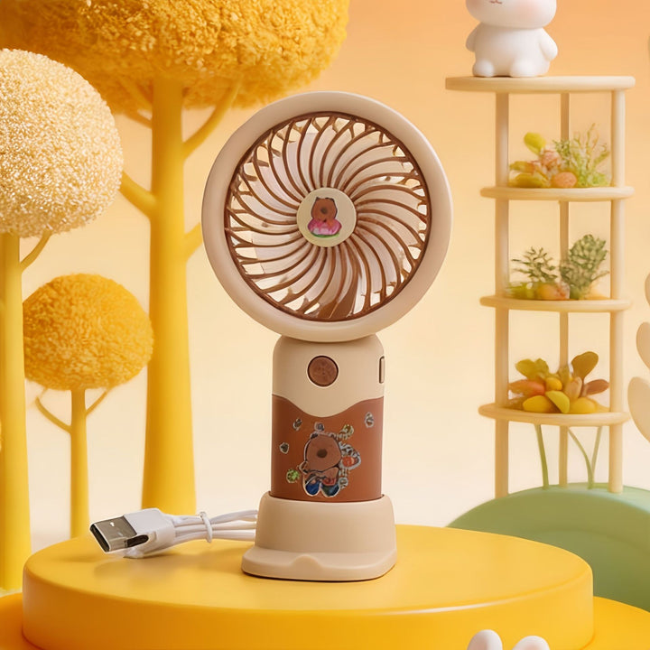 Ladies Portable Hand Fan with Cute Character Design Stornfield