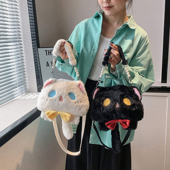 Plush Shoulder Bag with Cat Design Stornfield