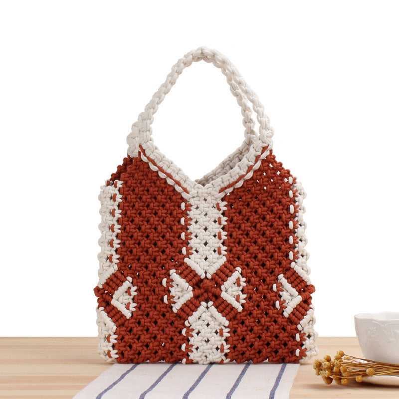 Hand-knotted tote bag in modern style Stornfield