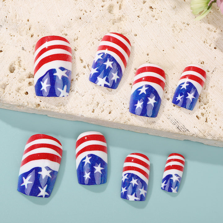 Artificial nails in patriotic Stars and Stripes design Stornfield