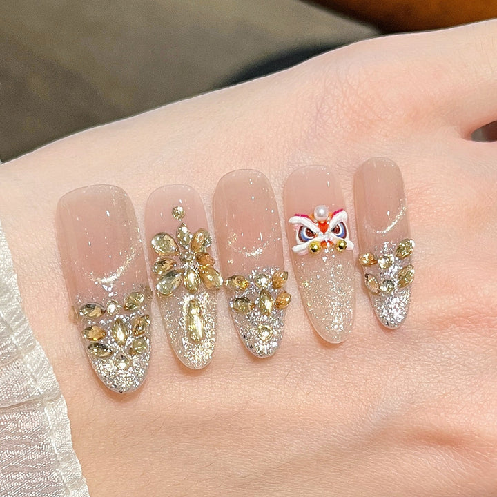 Decorative Rhinestone Floral Press-On Nail Set Stornfield