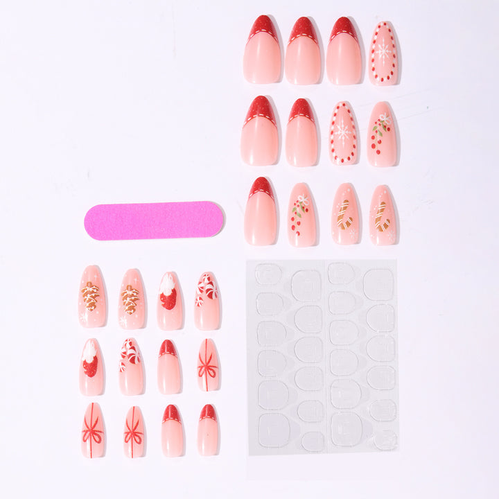 Artificial nail set with festive motifs and glitter accents Stornfield