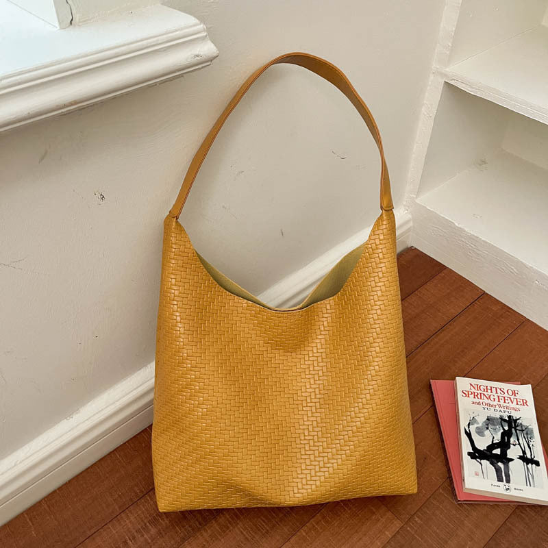 Woven Vegan Leather Hobo Bag