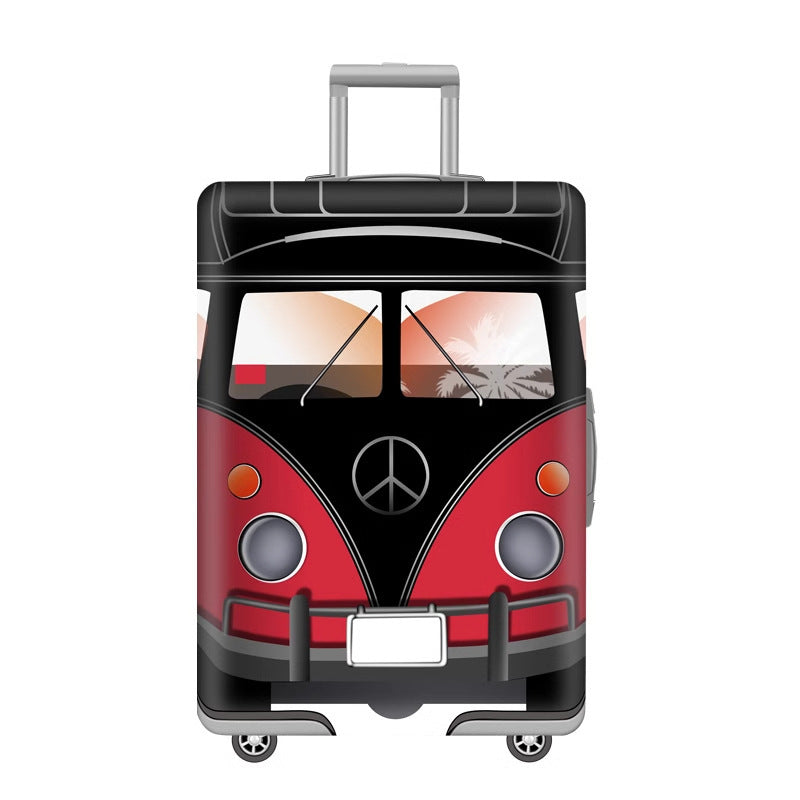 Unisex nan elastic motif suitcase cover made of stretchable polyester with handle and wheel openings Stornfield