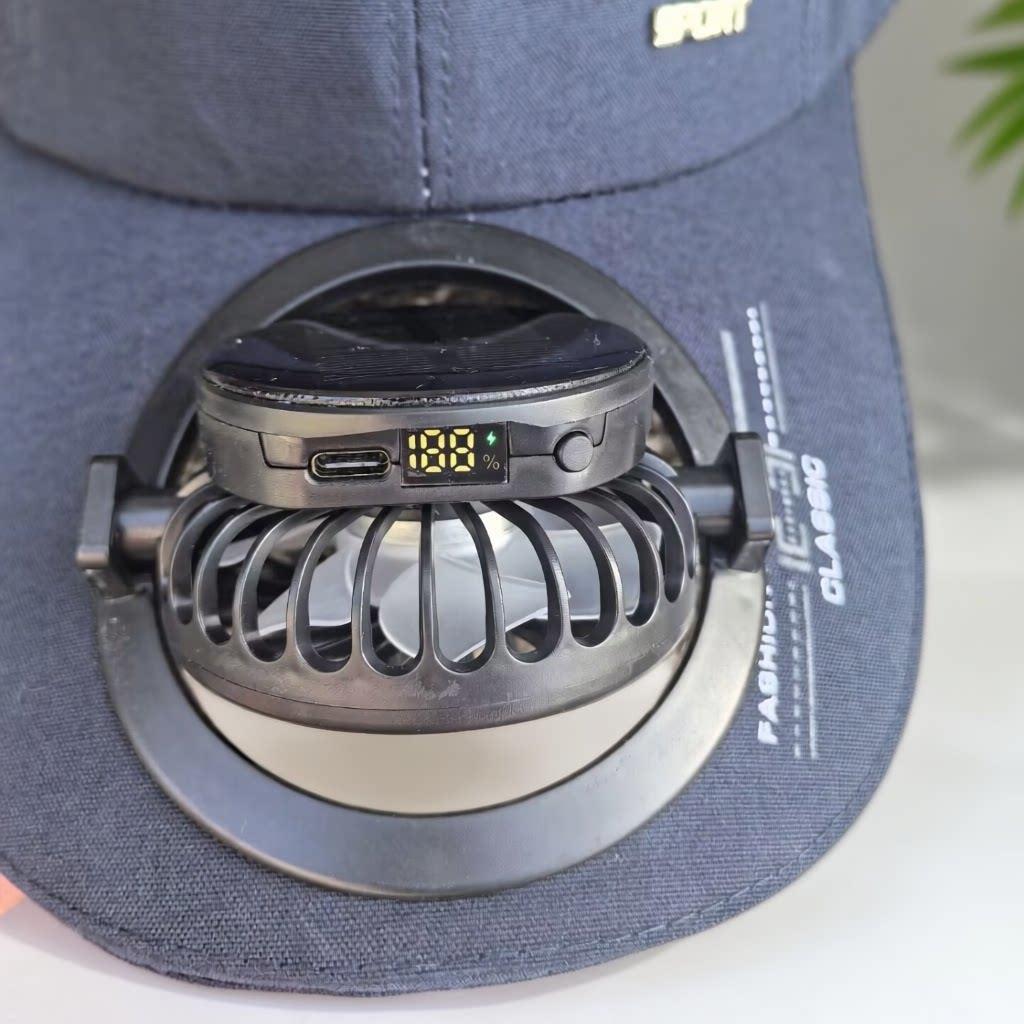 Portable solar-powered USB-C fan with digital battery indicator Stornfield