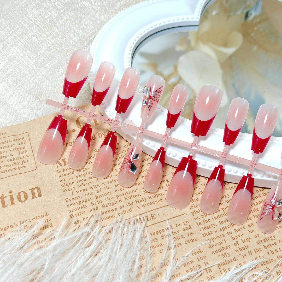 Artificial nails with elegant floral design and glitter accents Stornfield