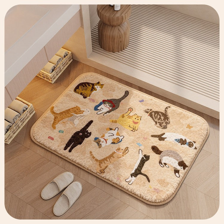 Playful Cat-Themed Soft Bath Mat