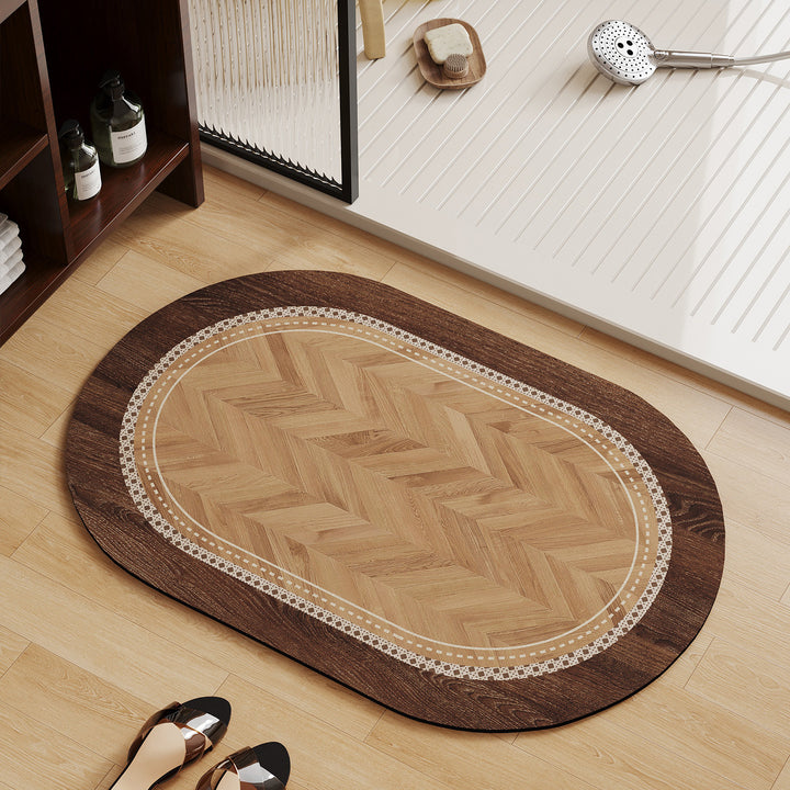 Elegant Wood-Patterned Area Mat