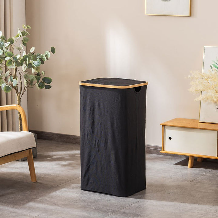 Laundry basket with removable lid and bamboo frame Stornfield