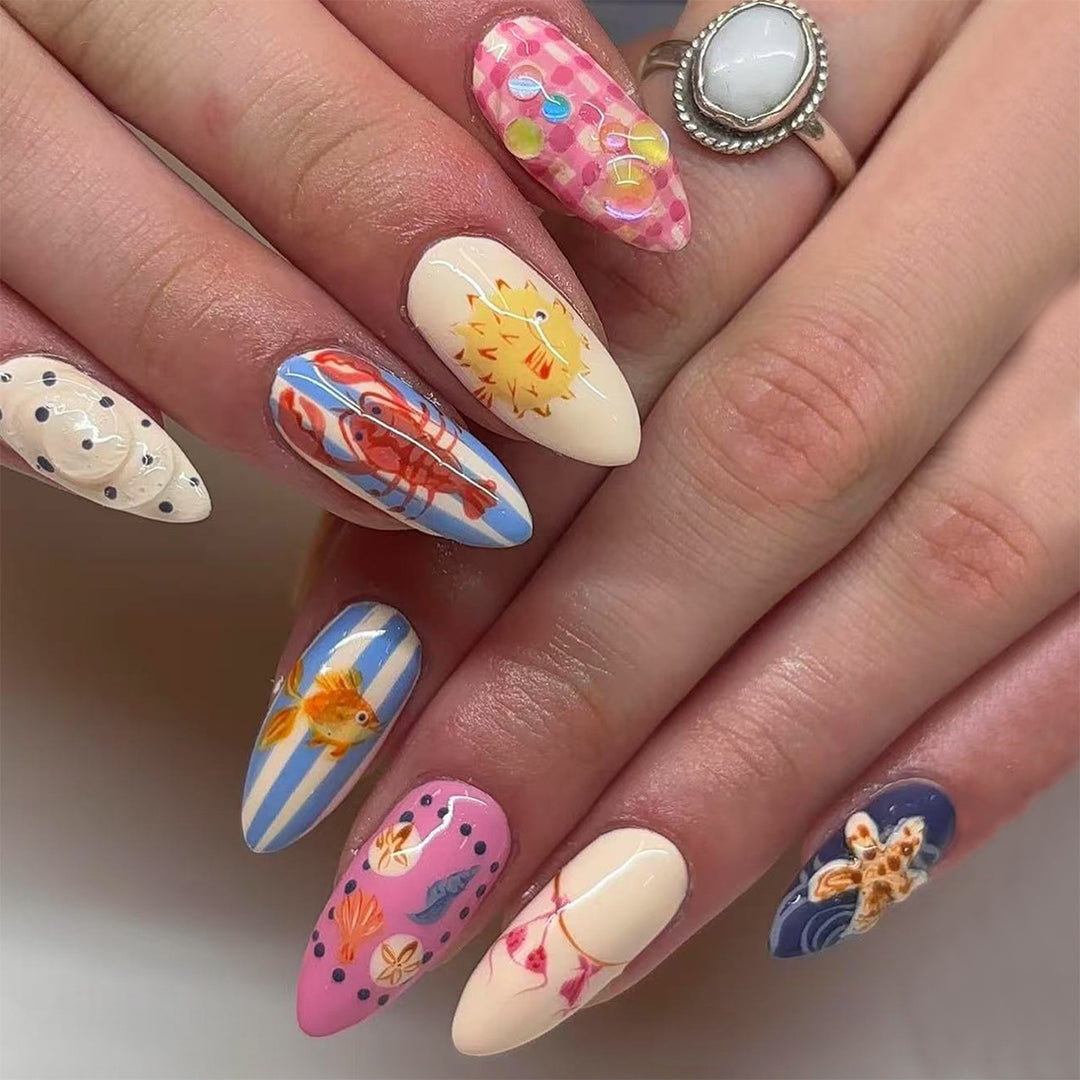 Artificial nails with playful fruit design Stornfield