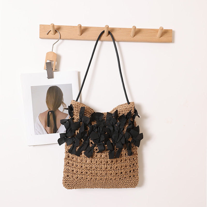 Handmade beach bag with decorative bows Stornfield