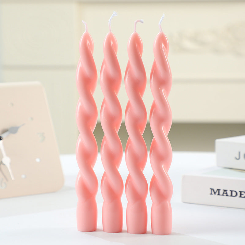 Twisted Spiral Taper Candle Set for Tabletop Decor