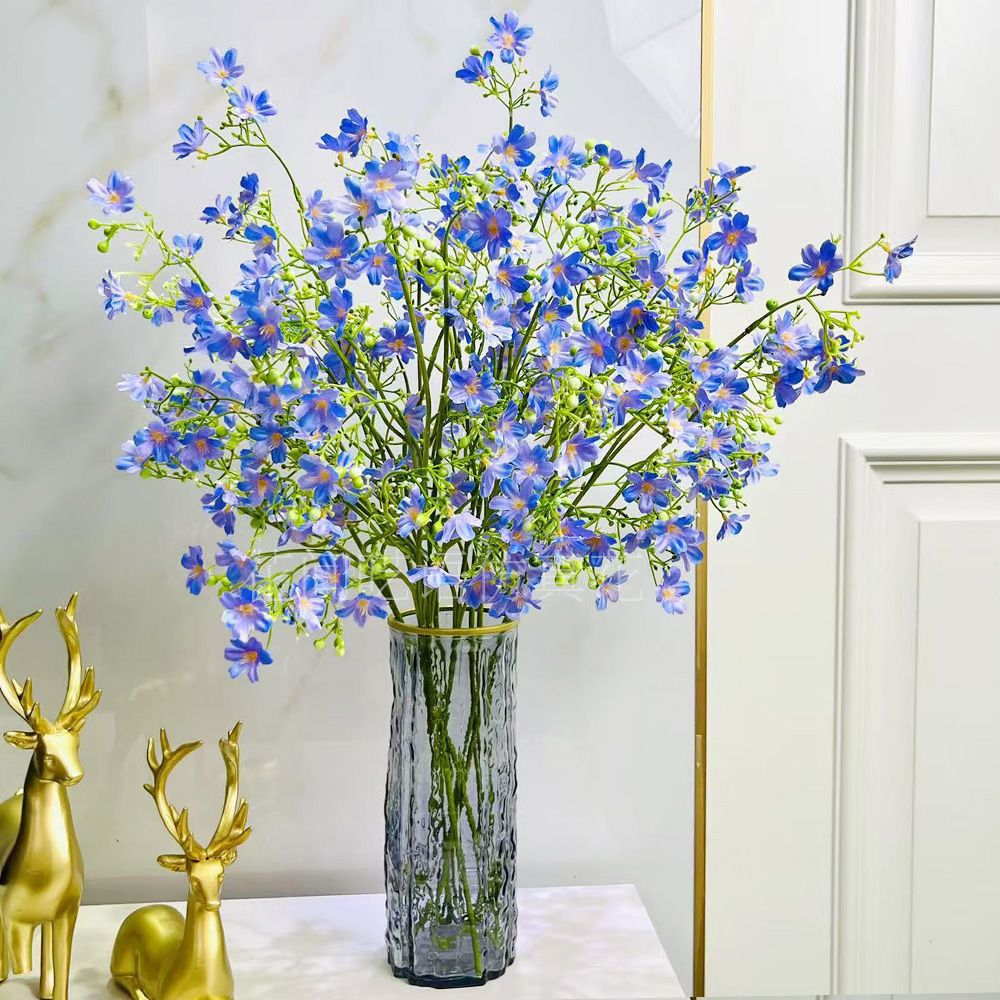 Artificial Floral Arrangement with Decorative Glass Vase