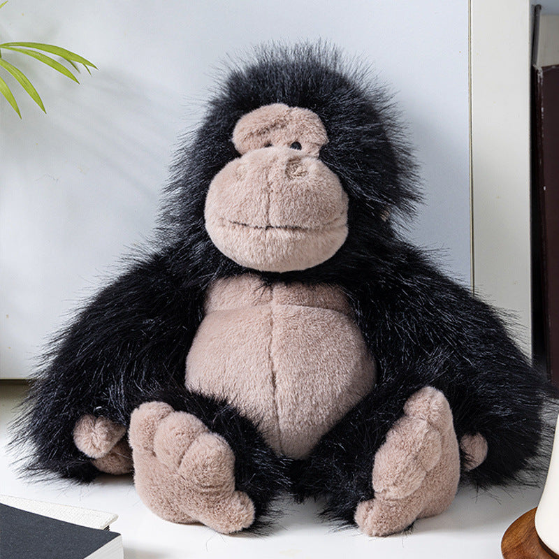 Plush Sitting Gorilla Toy with Long Faux Fur and Soft Bean-Fill Stornfield
