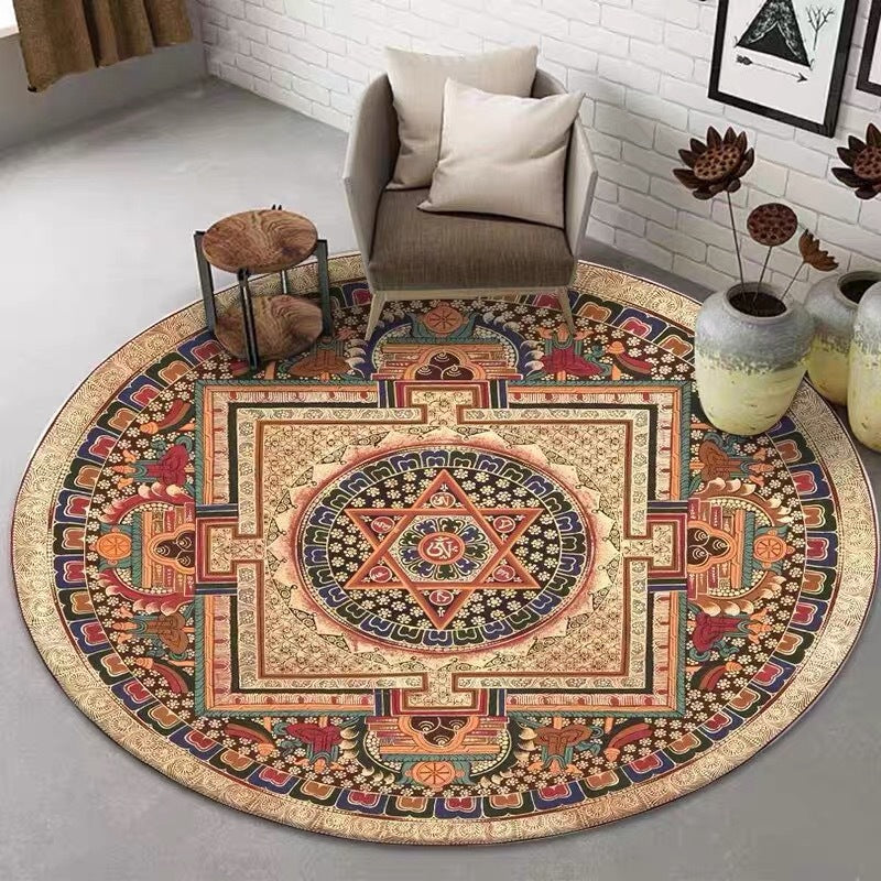 Round Geometric Pattern Area Rug