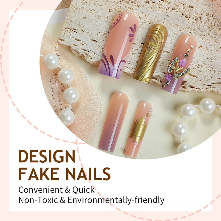 Artificial nail set with delicate flower and glitter accents Stornfield