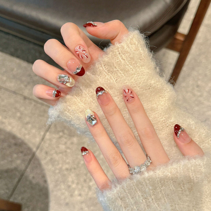Creative Decorative Press-On Nail Art Set with Glitter and Seasonal Designs