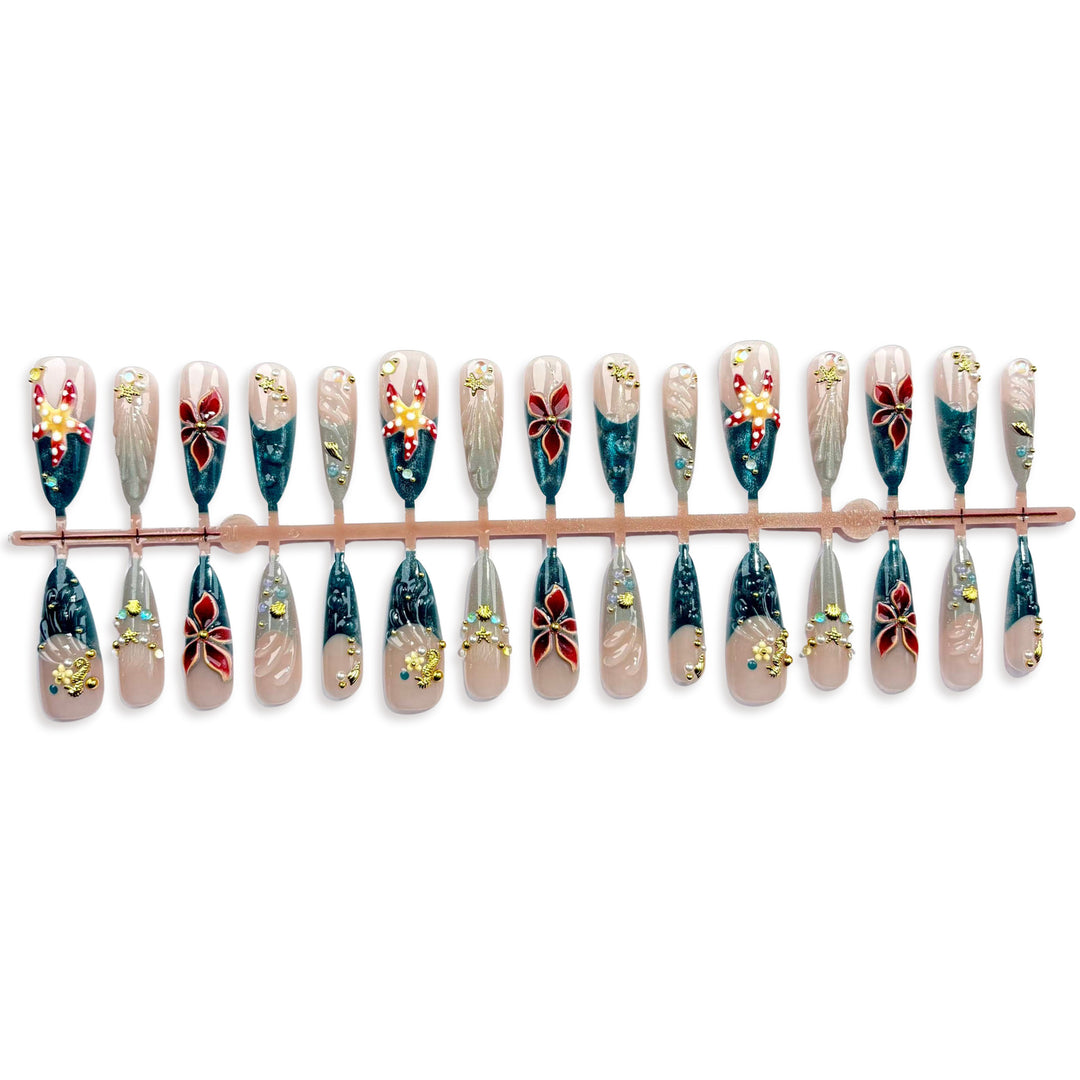 Floral-Embellished Luxury Press-On Nail Set