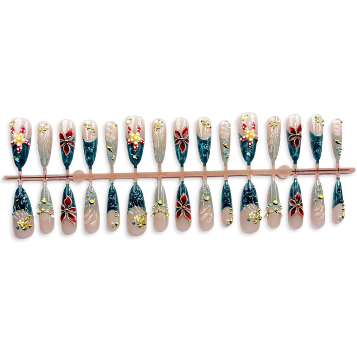 Floral-Embellished Luxury Press-On Nail Set