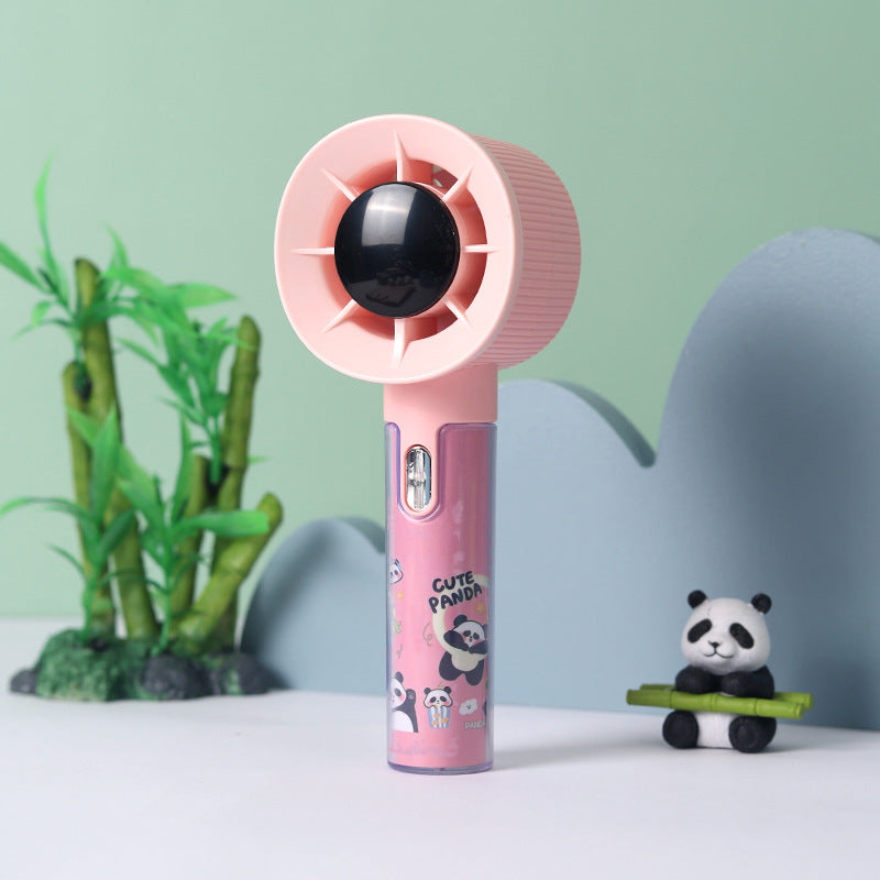 Cooling portable rechargeable handheld misting fan with cute panda print Stornfield