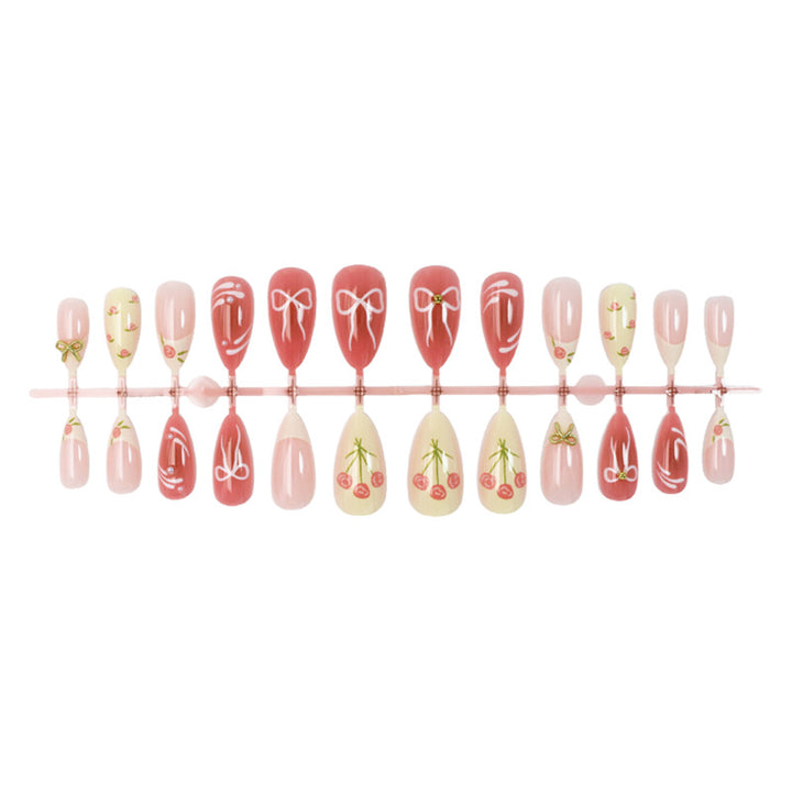 Artificial nail set with floral accents and elegant glitter Stornfield