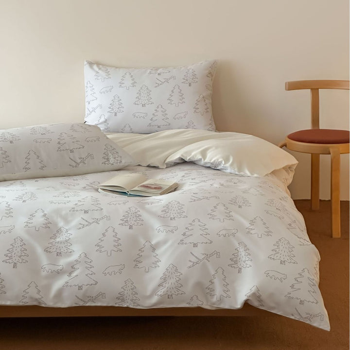 Duvet cover set made of cotton satin with Boho-Ethno pattern and reversible function