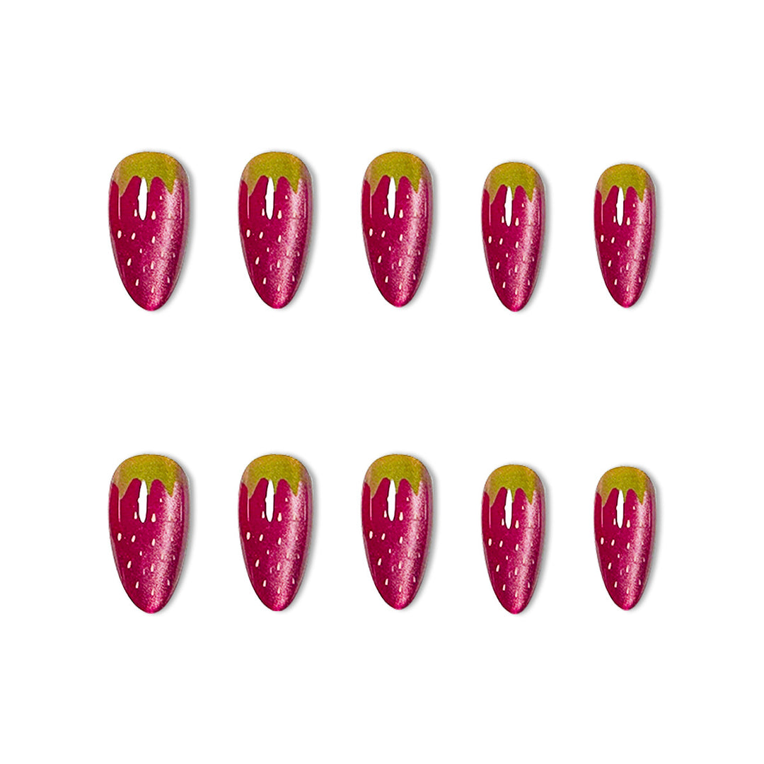 Strawberry-Themed Acrylic Nail Enhancements Stornfield