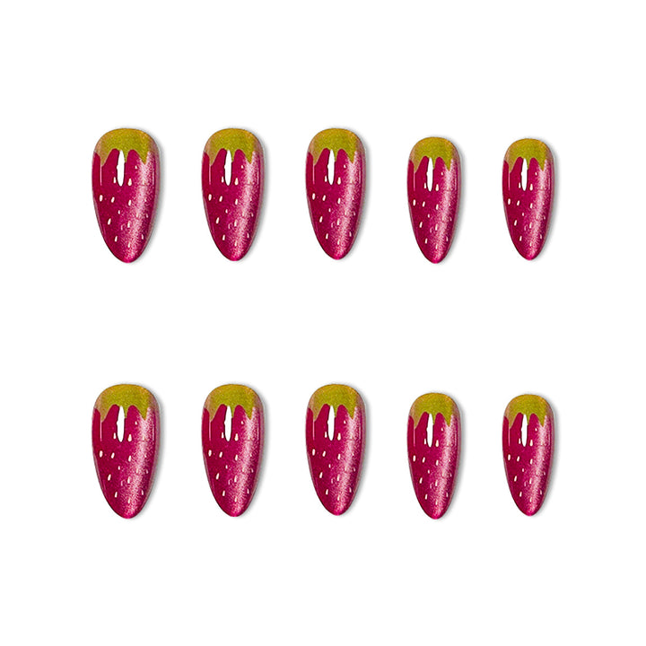 Strawberry-Themed Acrylic Nail Enhancements Stornfield