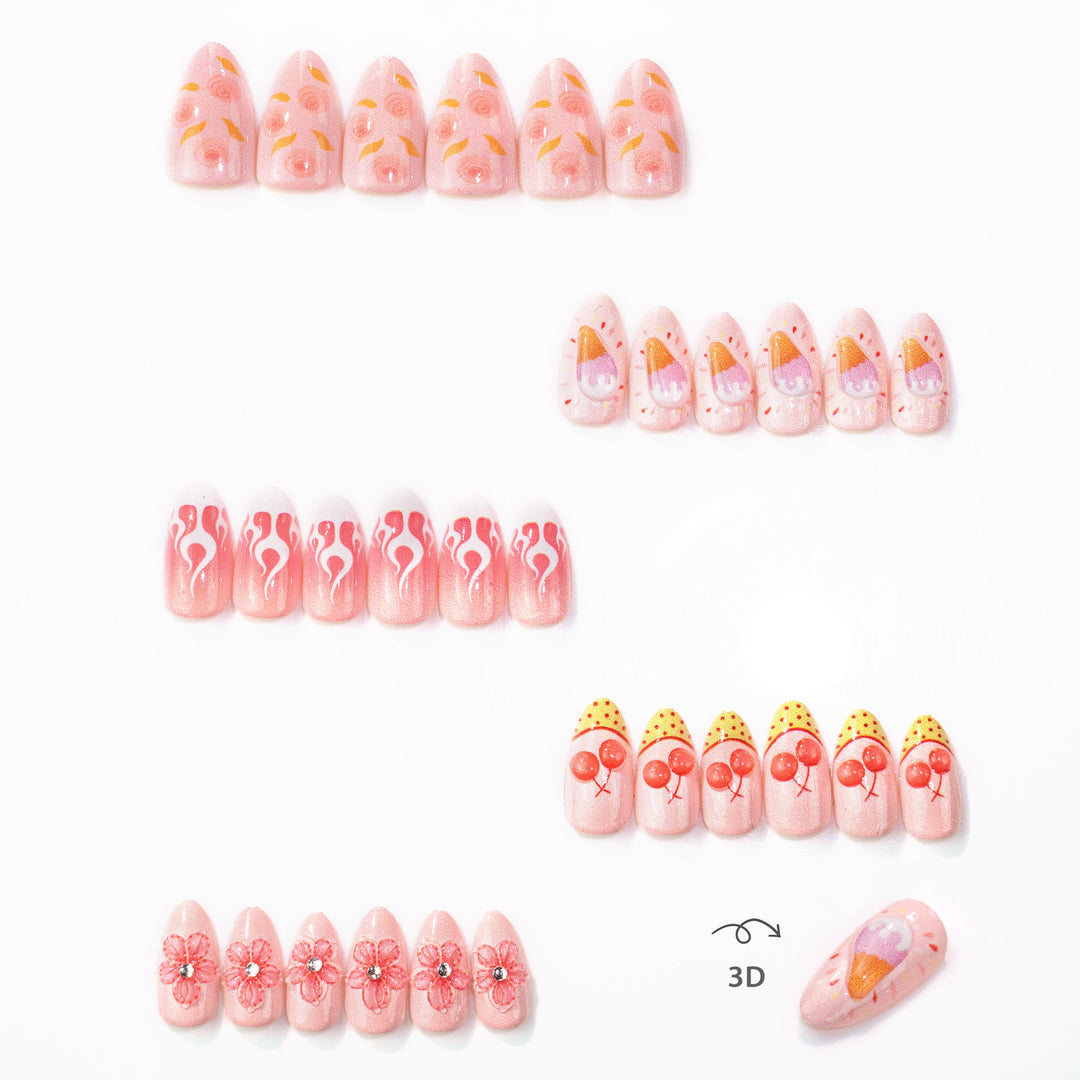 Artistic Dessert-Themed Press-On Nail Set