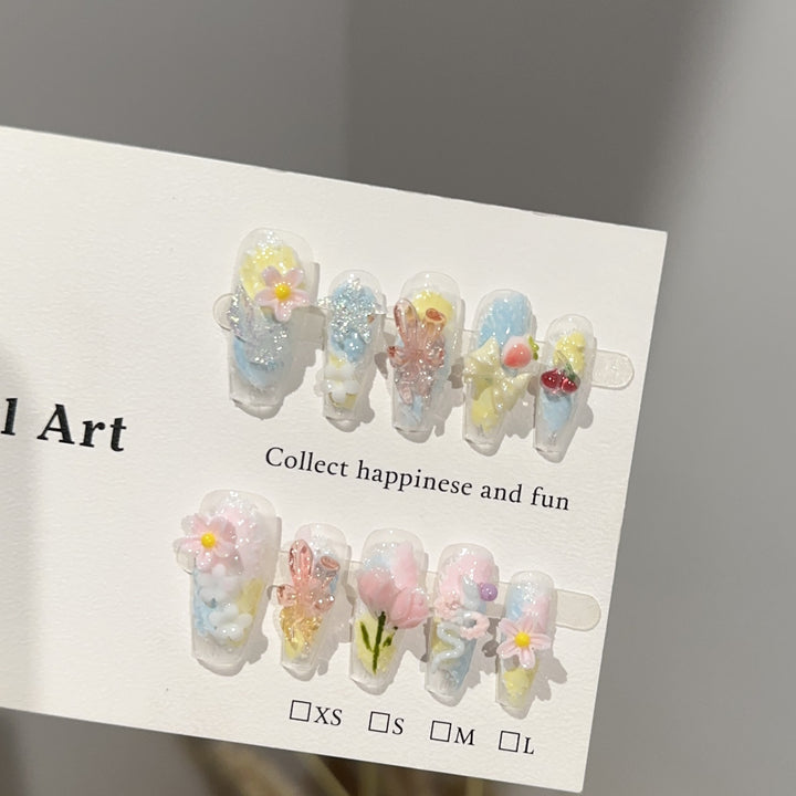 Themed Floral Press-On Nail Art Collection