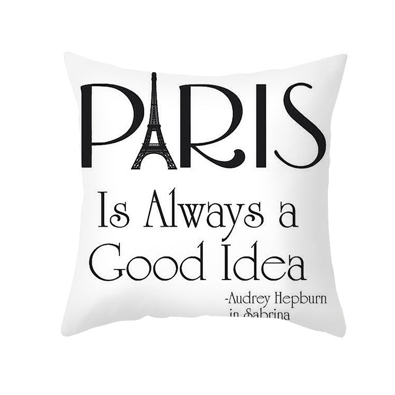 Square Cotton-Linen Decorative Throw Pillow Cover with Oversized HOME Typography Print and Concealed Zipper