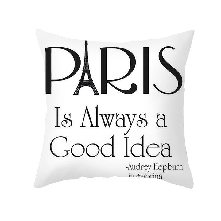 Square Cotton-Linen Decorative Throw Pillow Cover with Oversized HOME Typography Print and Concealed Zipper